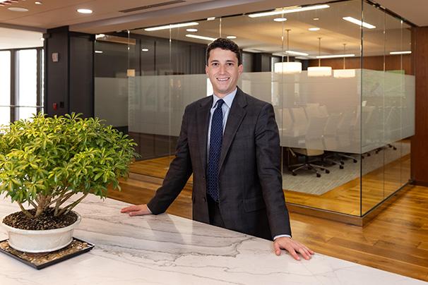 Cooch and Taylor attorney in modern Wilmington reception area
